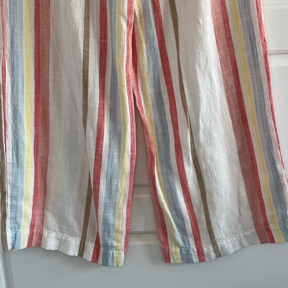 Mi Ami Womens Striped Linen Blend Wide Leg Psnts Slacks Beachy Grandma Chic M - Picture 11 of 16
